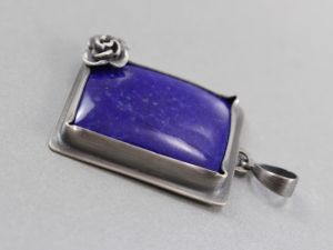 chileart biżuteria lapis lazuli srebro kwiat wisior